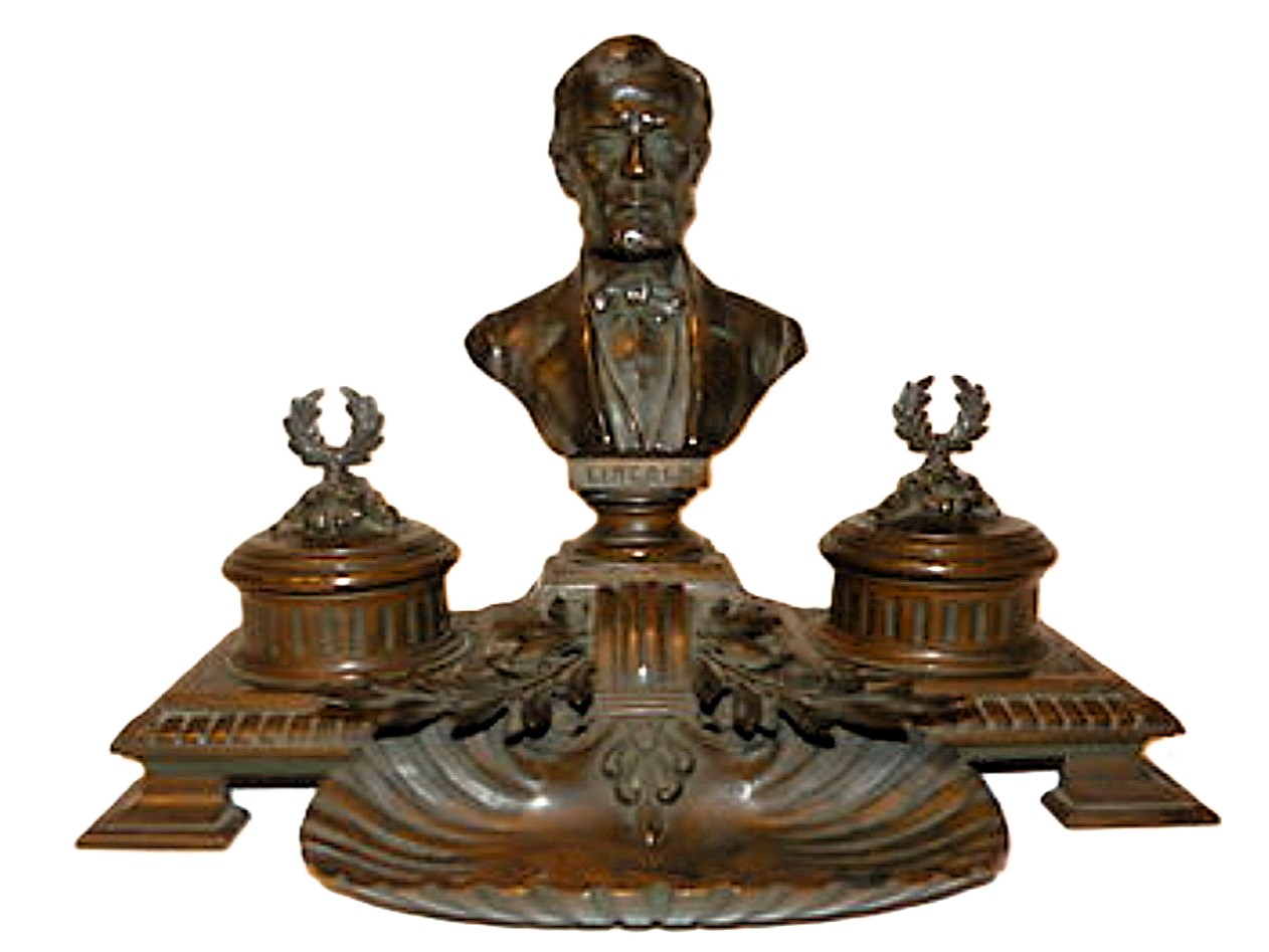 Bust of Abraham Lincoln Inkstand