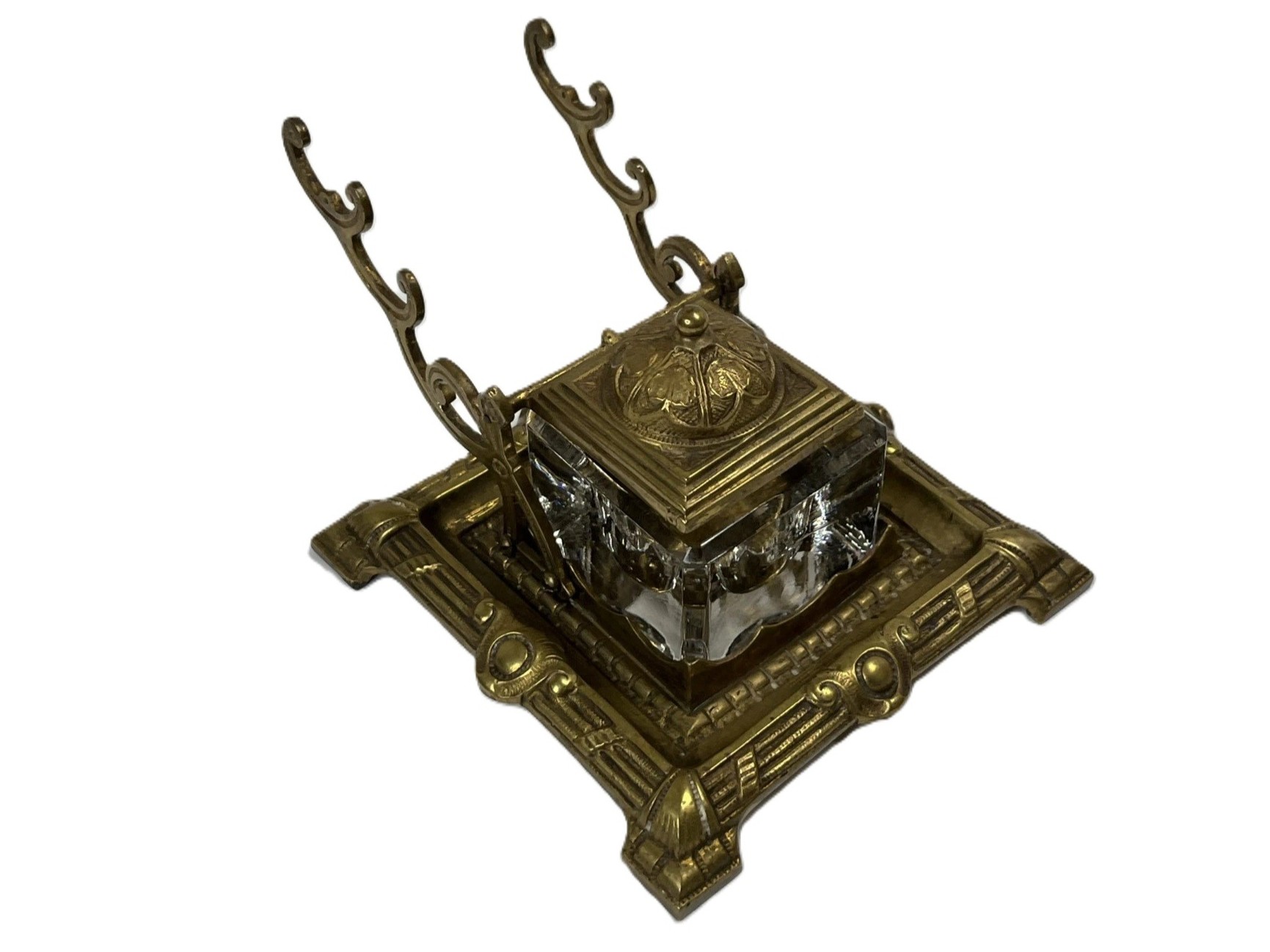 Brass Inkstand with Pen Rack