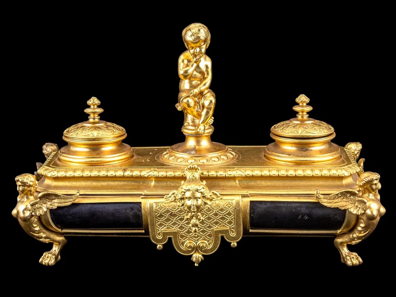 French Empire Gilt Bronze Inkstand