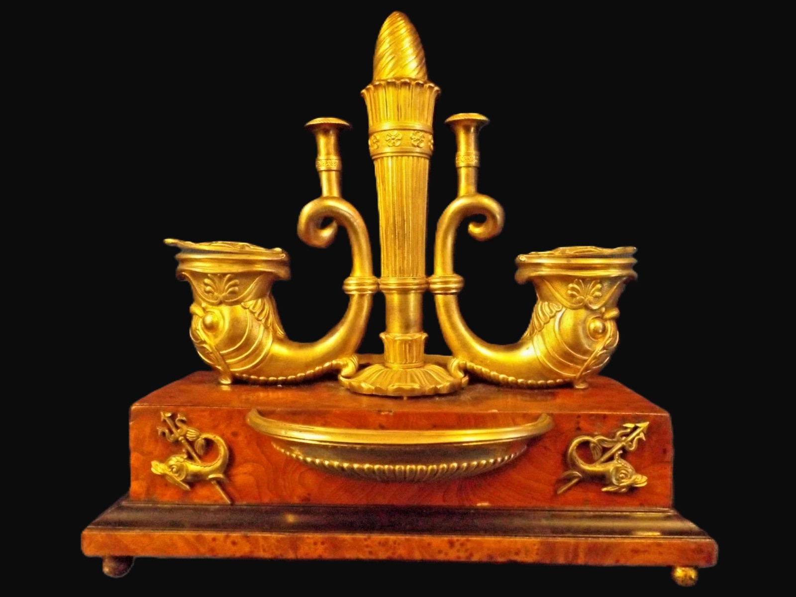 French Double-Sided Partner's Inkstand with Integrated Candlestick