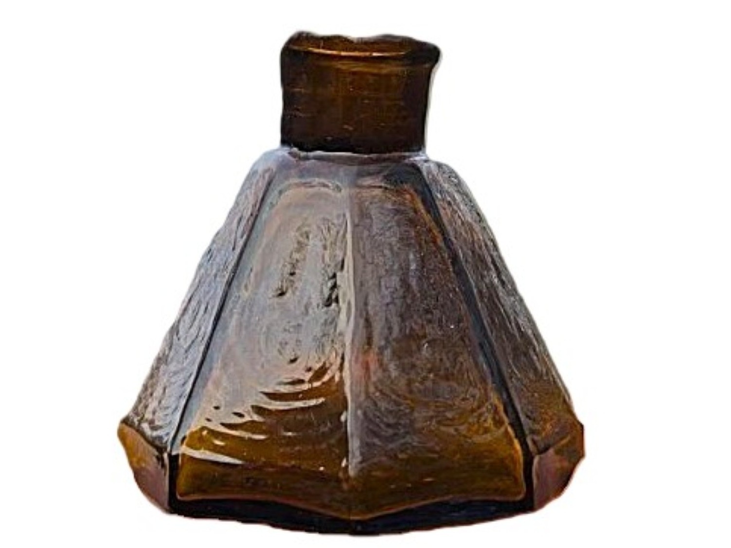 Amber Eight-Sided Umbrella Ink Bottle