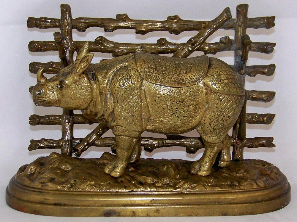 Bronze Rhinoceros Inkstand