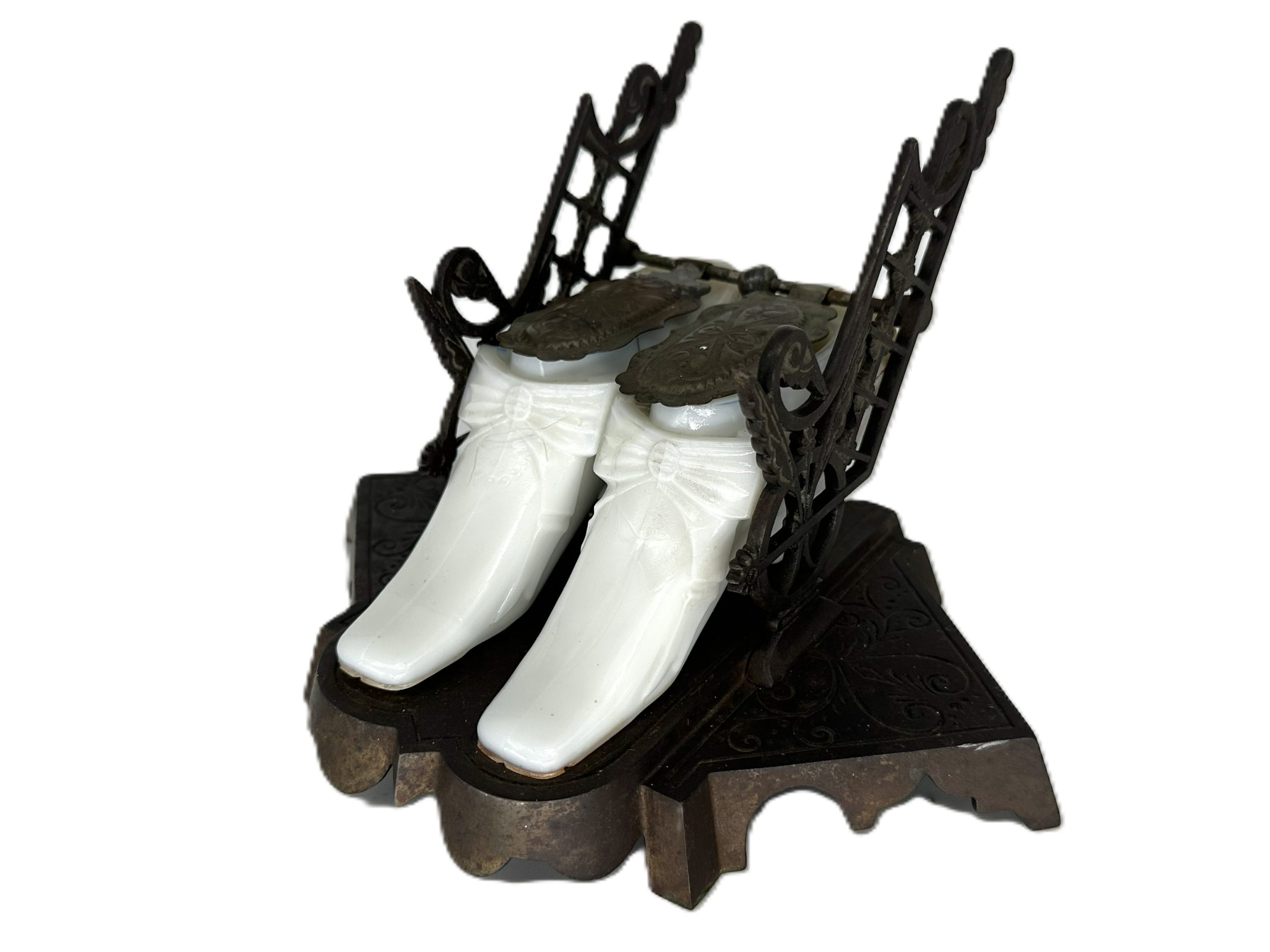 1876 Centennial Glass Slipper Double Inkstand