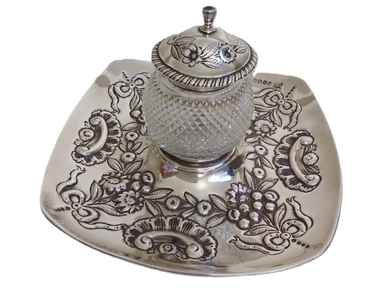 Repoussé Silver Inkstand Hallmarked