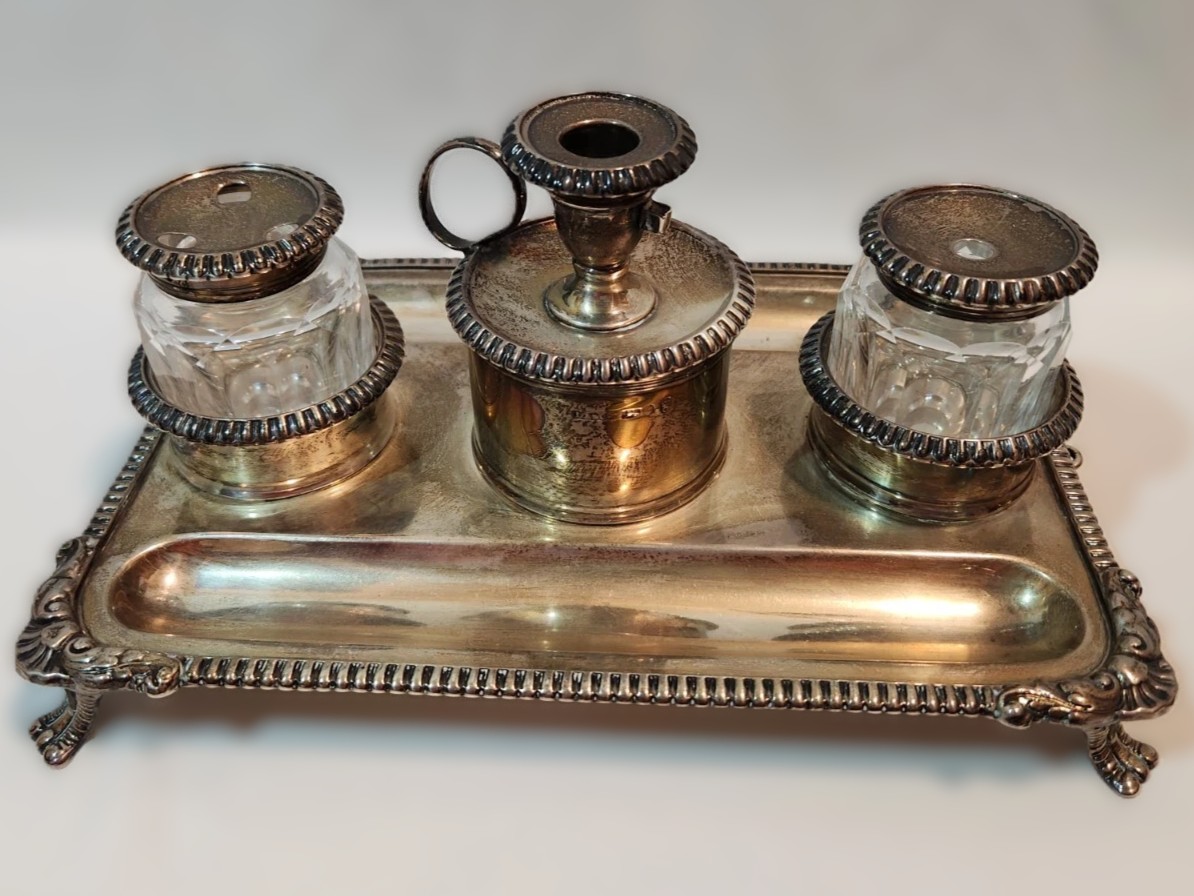 Regency-Period English Sterling Silver Inkstand