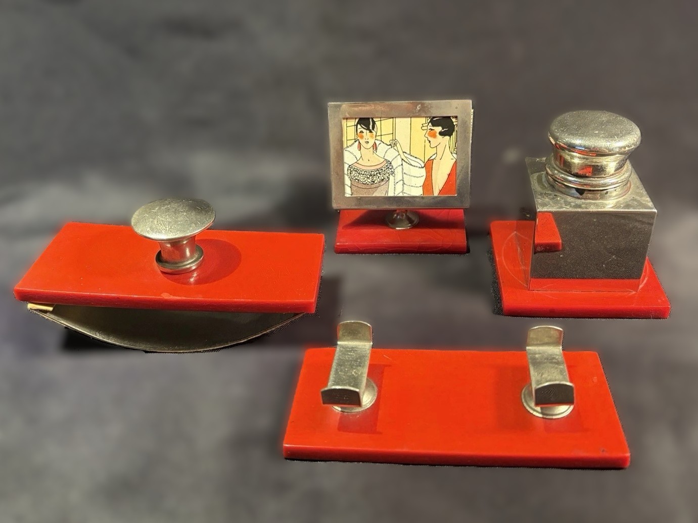 Four-Piece Art Deco Desk Set