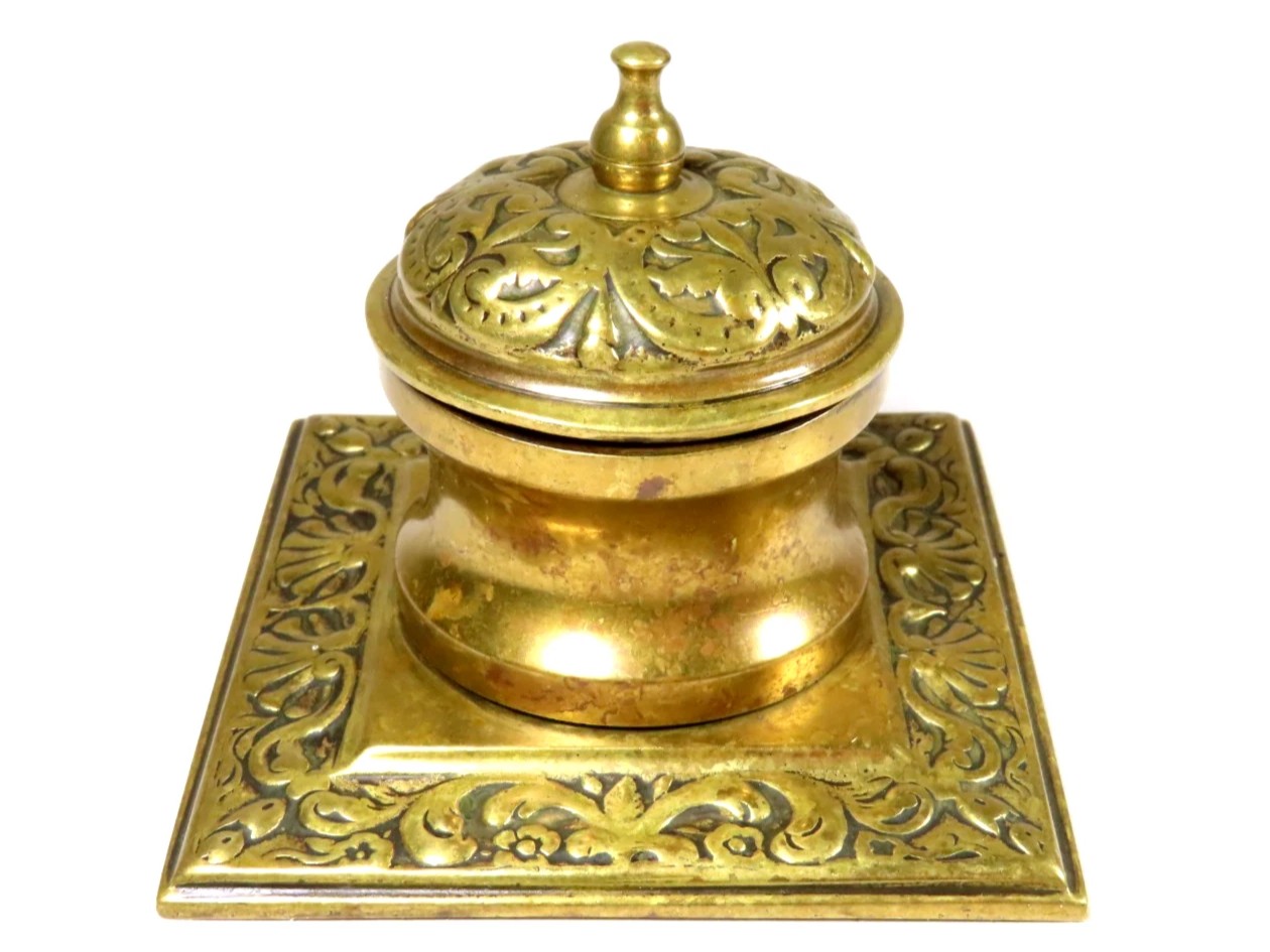 Cast Brass Inkwell
