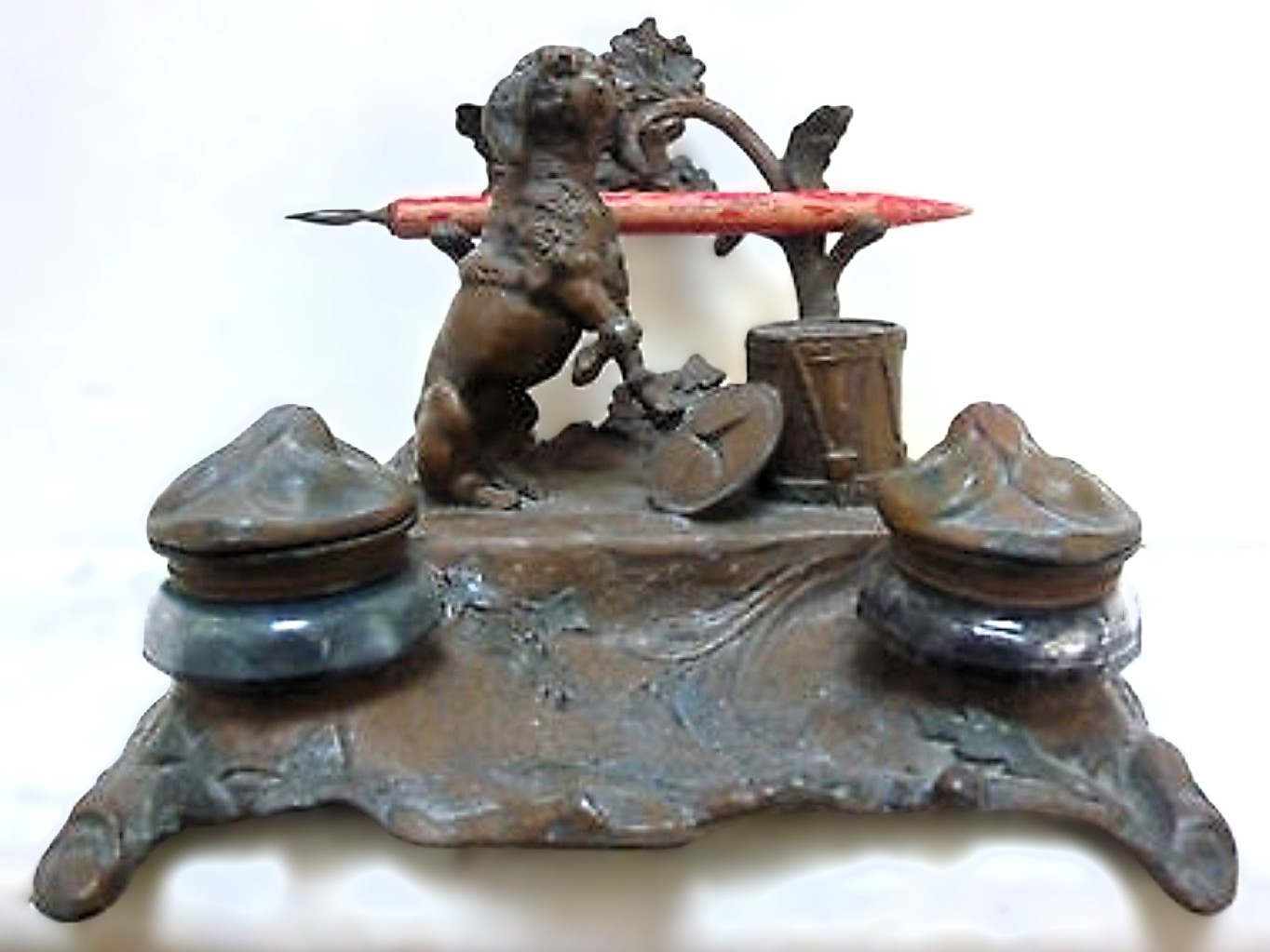 Sitting Poodle Inkstand – Signed “Bossy”