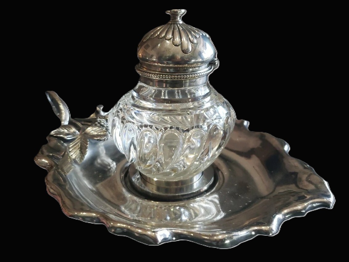 Cut-Crystal and Silver Inkstand, London & New York