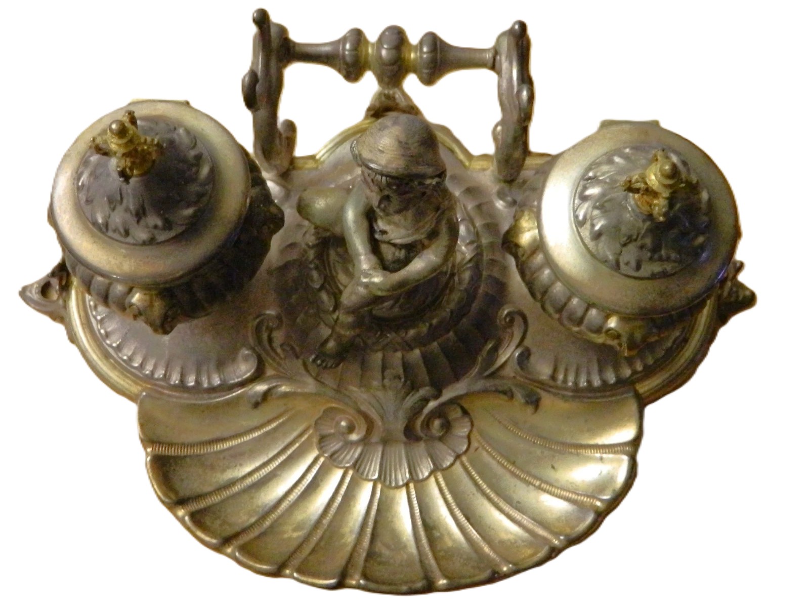 Double Inkstand with Seated Boy