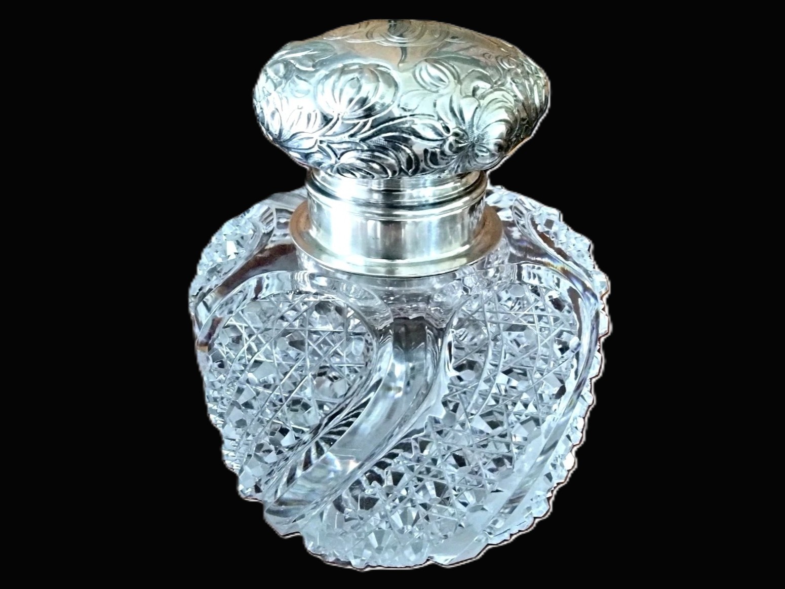Cut Glass and Sterling Inkwell