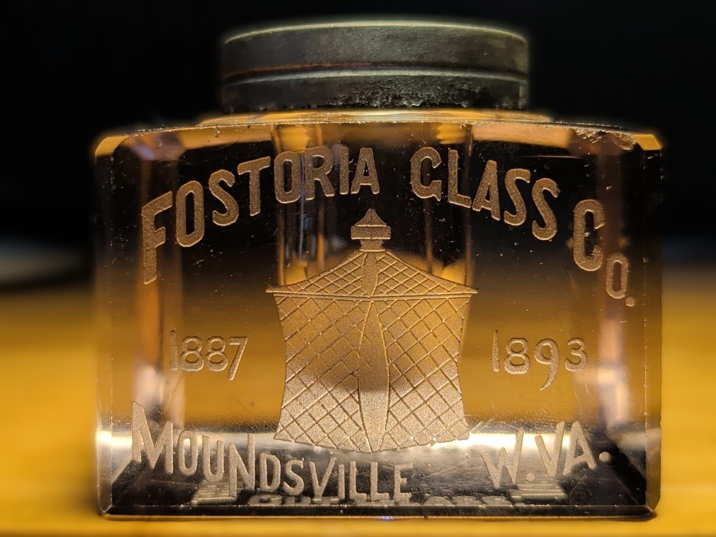 The Fostoria Glass Co. 1893 Columbian Exposition Advertising Inkwell