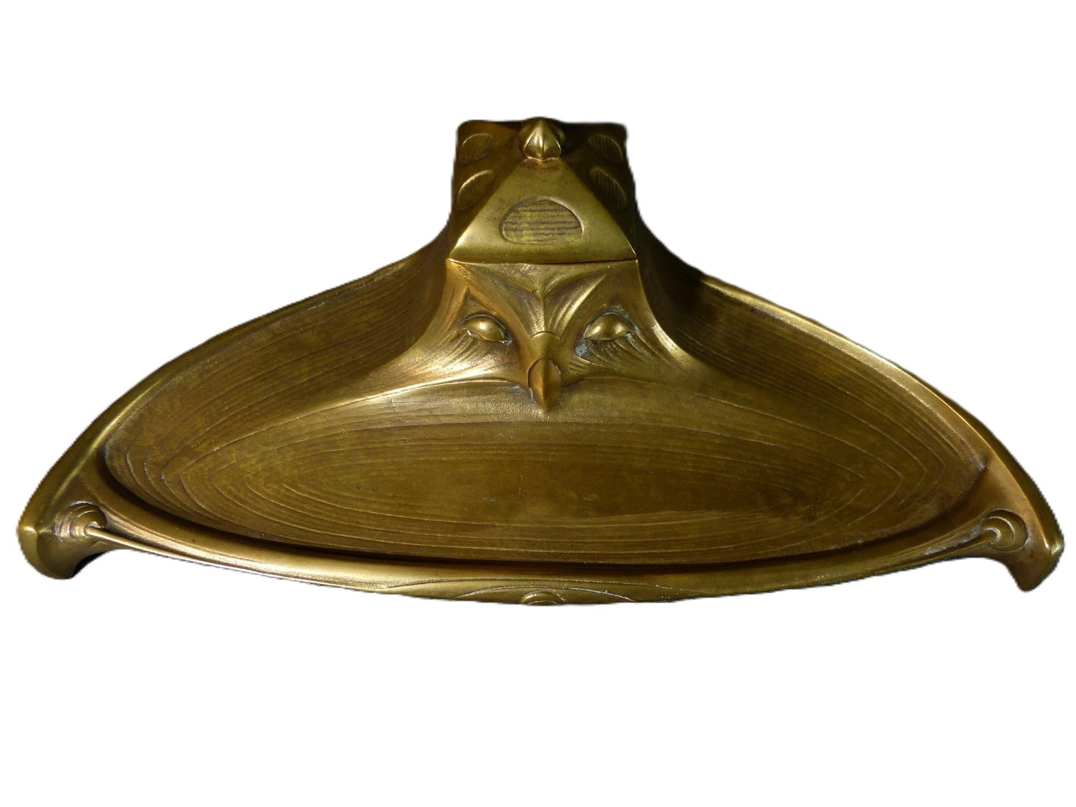 Cast Brass Stylized Owl Inkstand