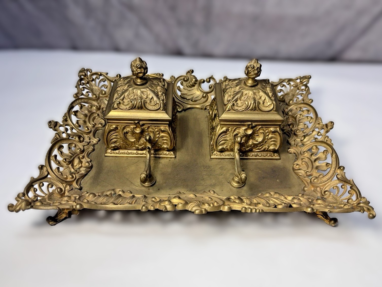 1894 Austro-Hungarian Brass Presentation Inkstand