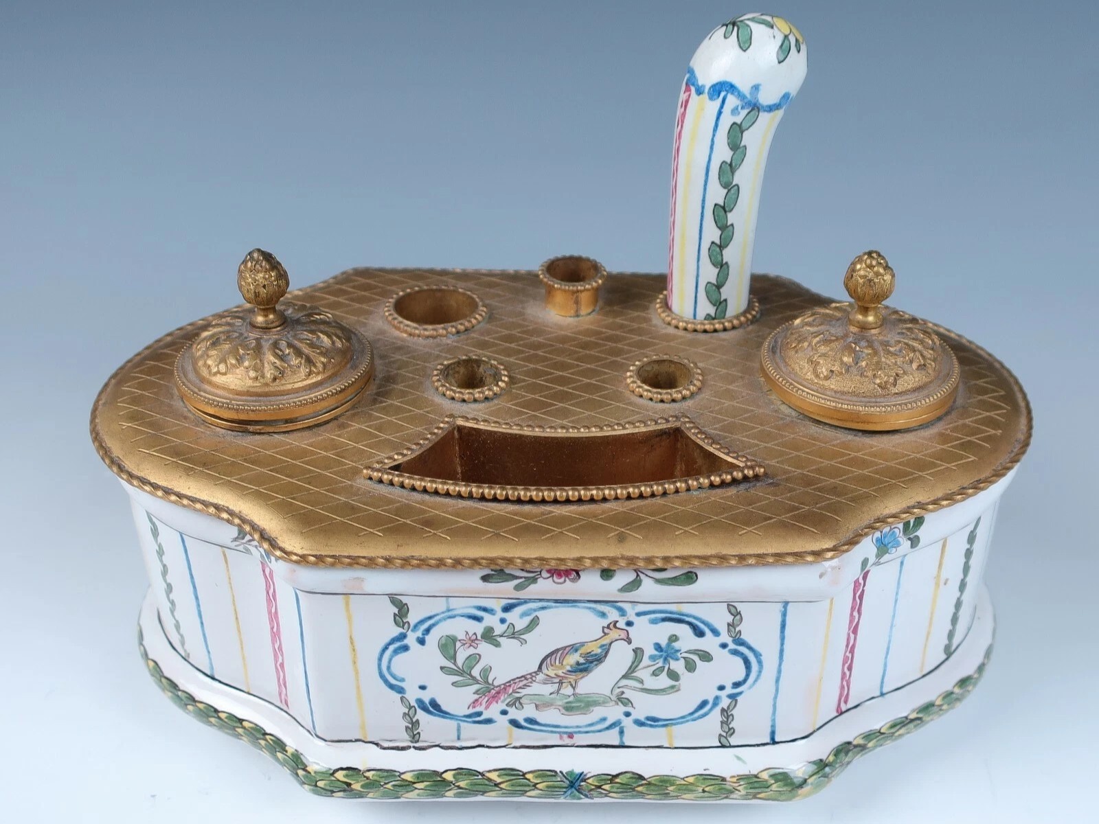 French Faience Inkstand with Wax Seal