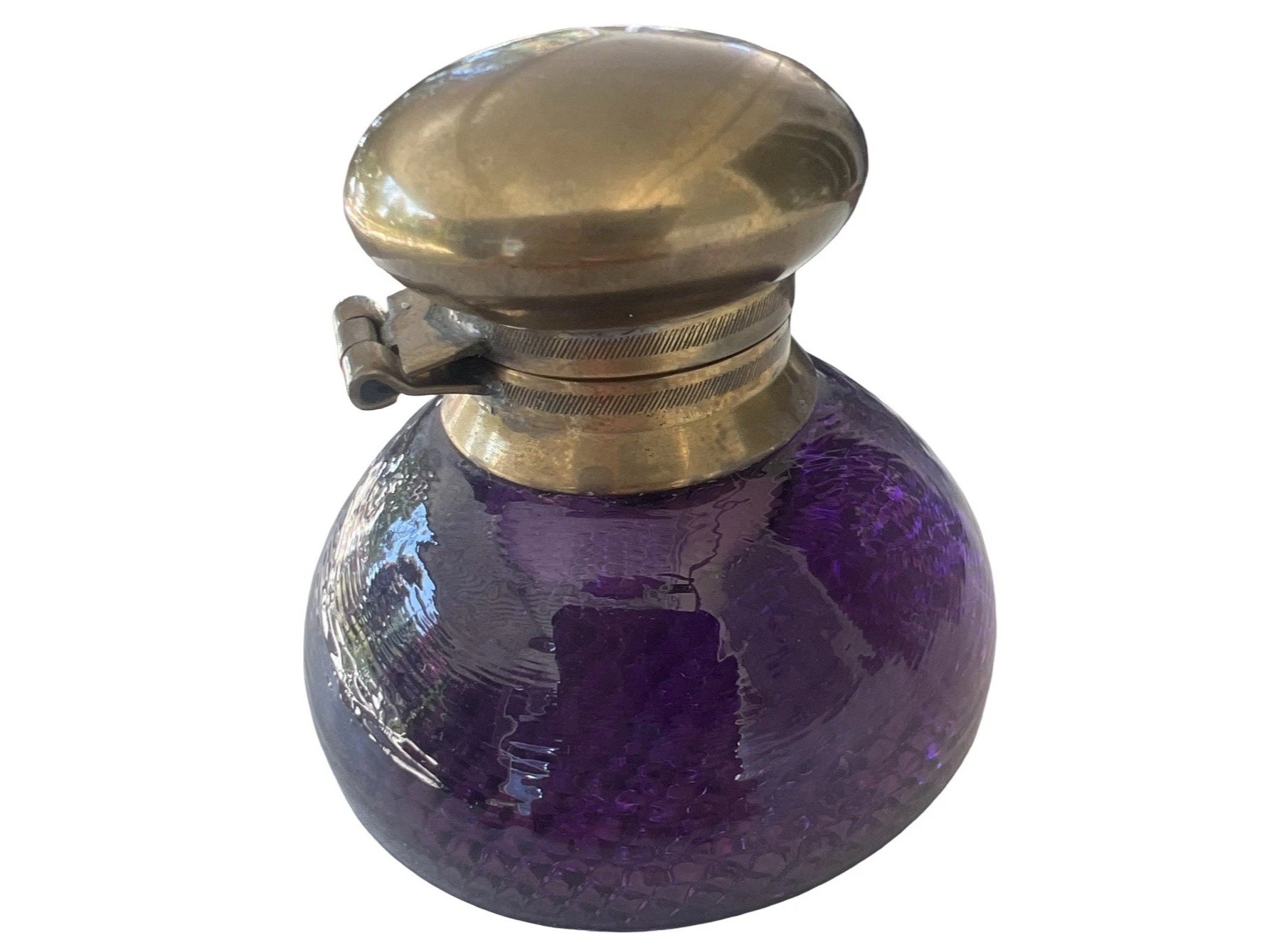 Amethyst Pressed Glass Inkwell