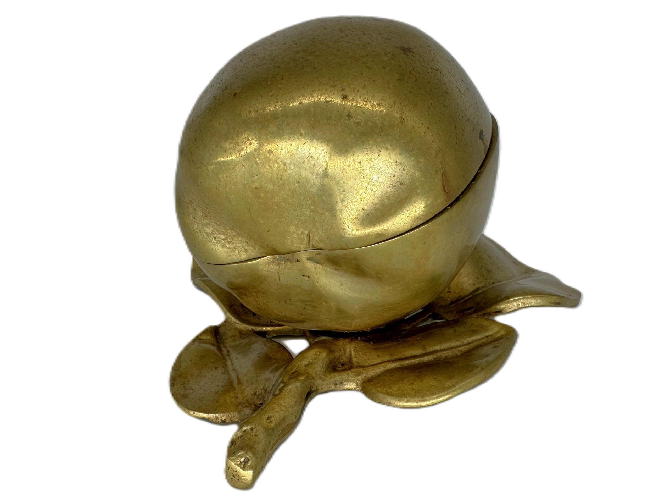 Cast Brass Apple & Leaf Figural Inkwell (c.1889)