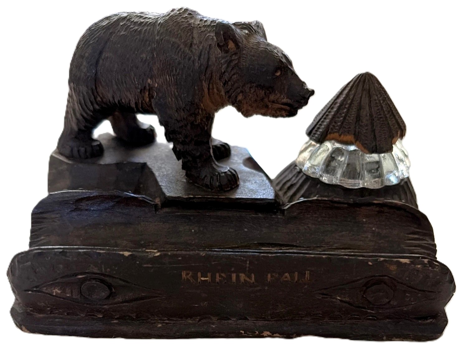 Hand-Carved Bear Inkstand