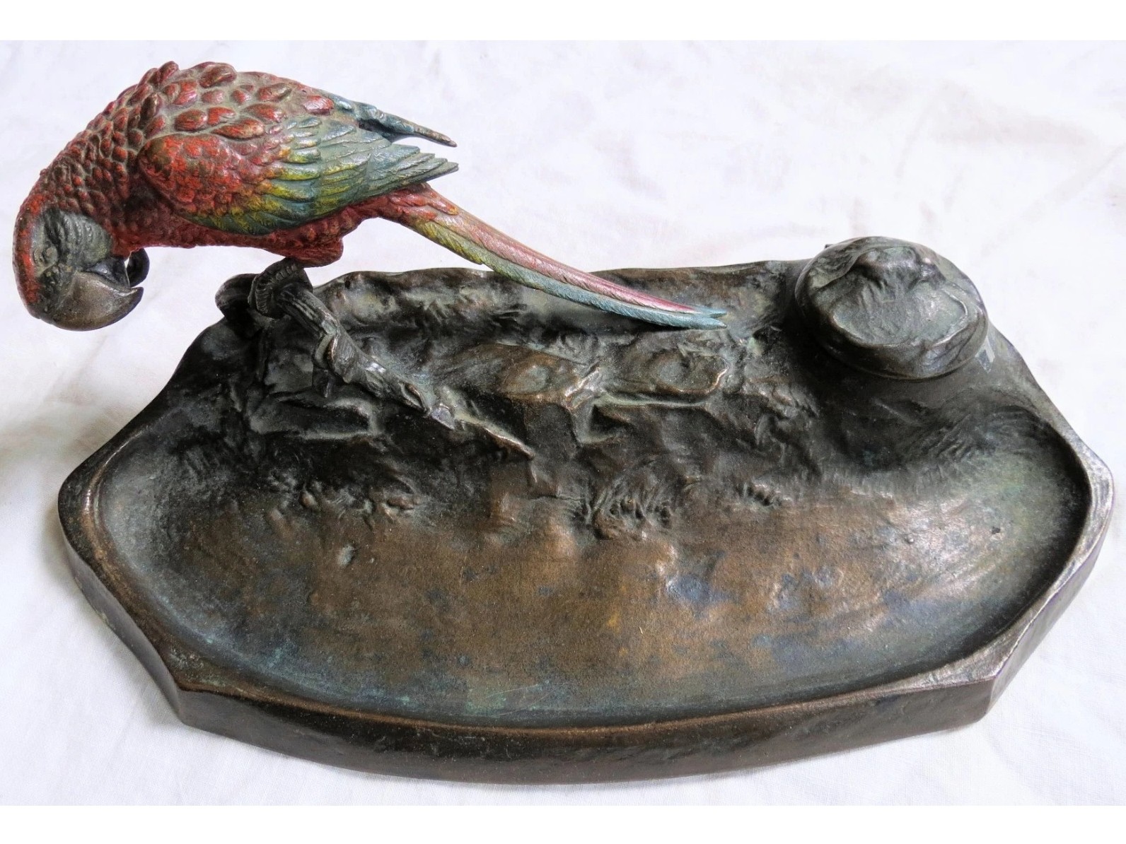 Bronze Inkstand with a Macaw