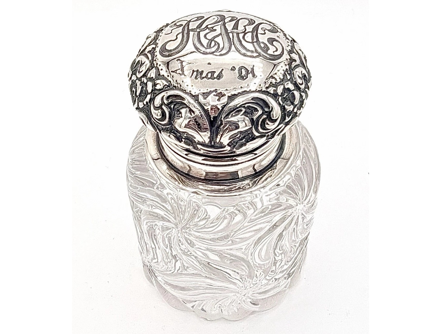Repoussé Sterling & Baccarat Crystal Inkwell