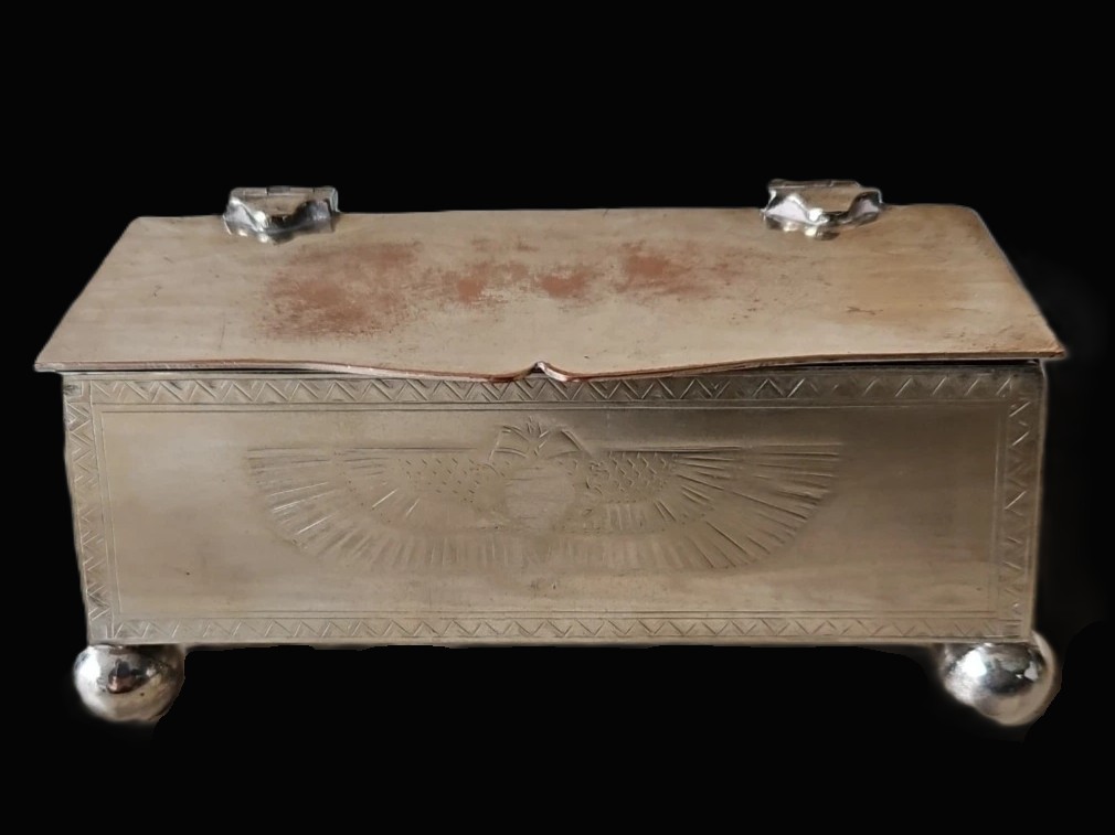 Egyptian Revival Silverplated Double Inkstand