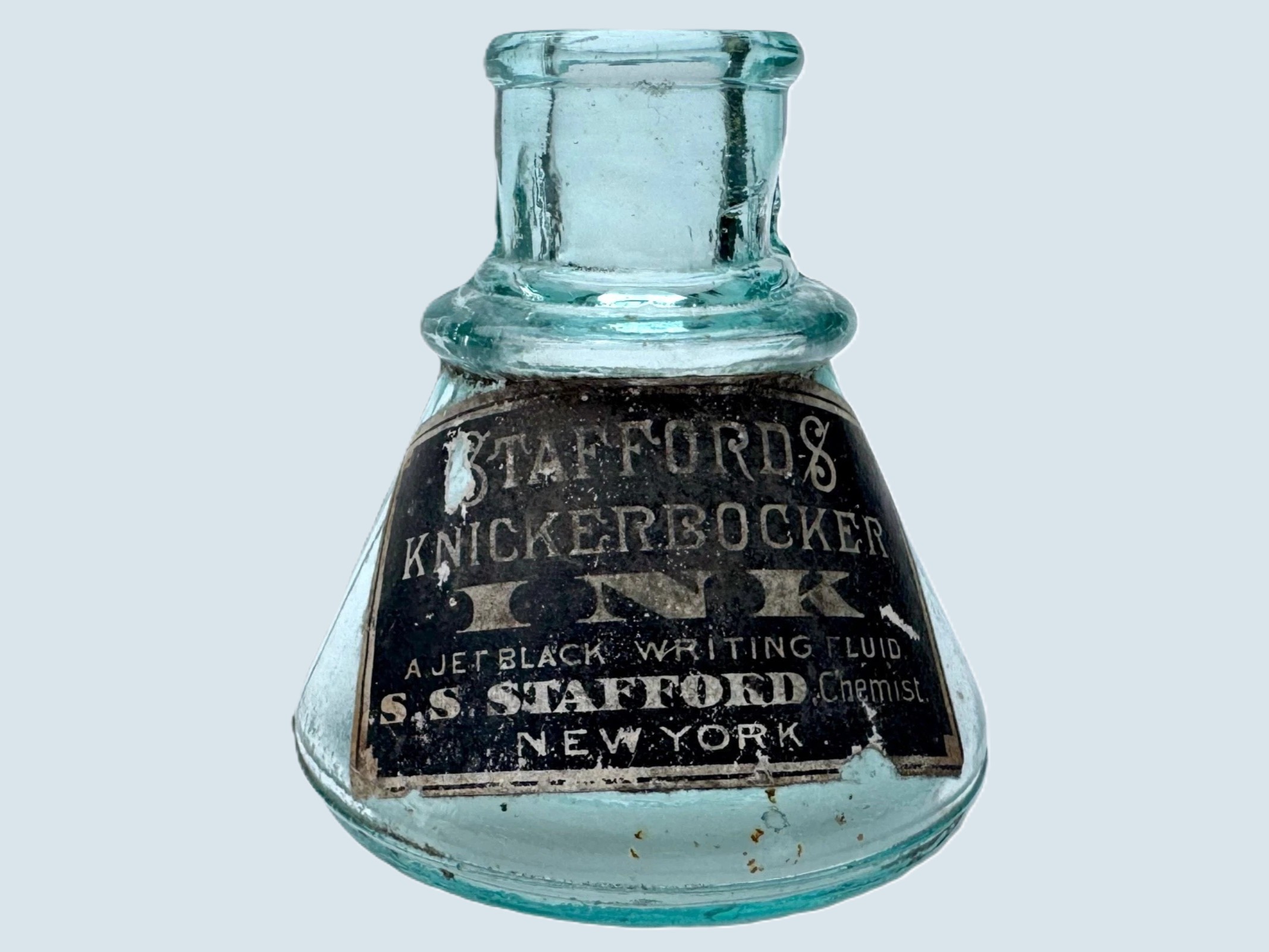 Mold-Blown Aqua Cone Ink Bottle – Stafford’s Knickerbocker
