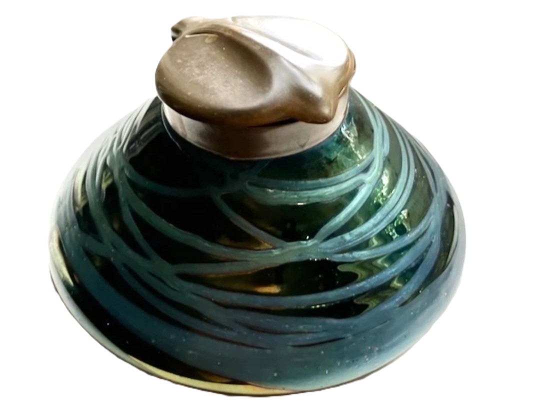 Bohemian Art Glass Inkwell by Kralik