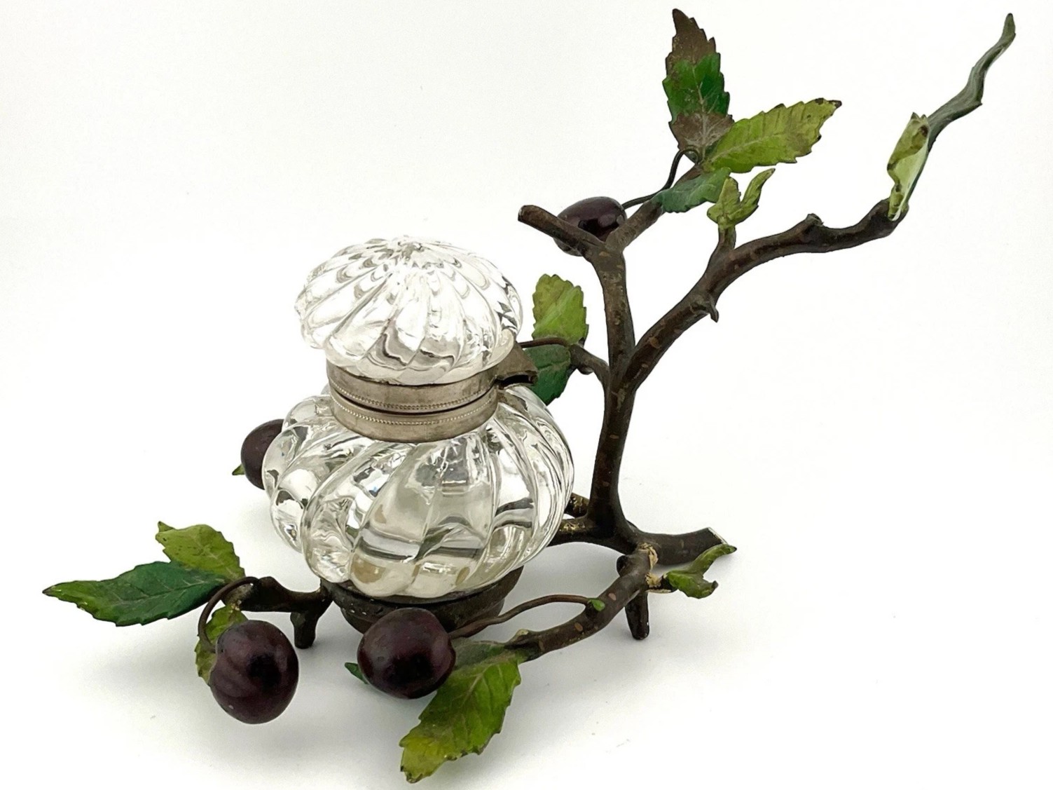 Botanical Cold-Painted Bronze Inkstand