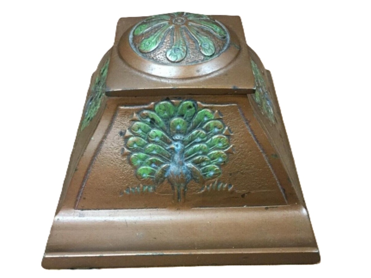 Polychrome Cast Iron “Peacock” Inkwell