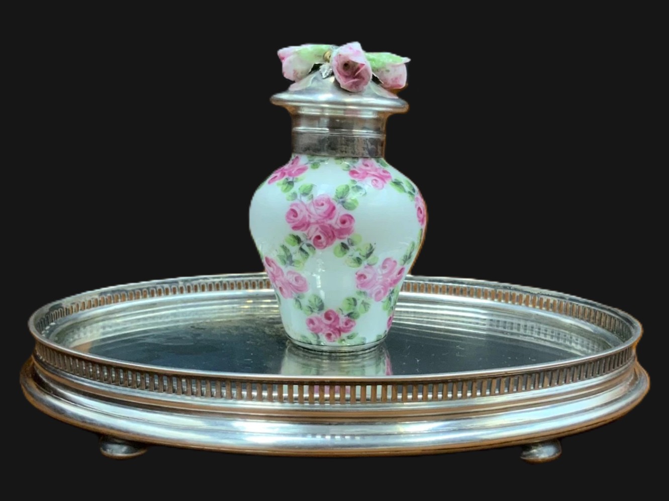 Silver & Samson Porcelain Mirrored Inkstand