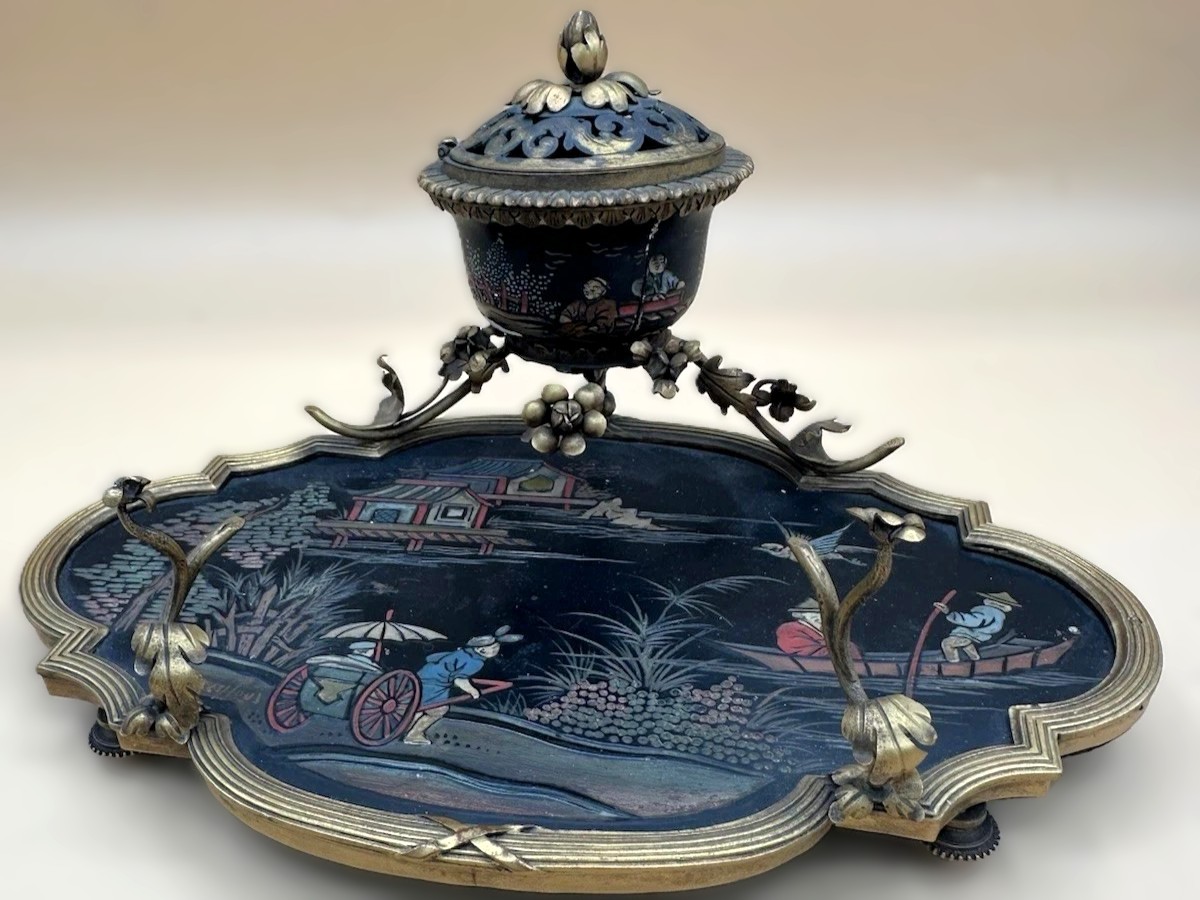 French Chinoiserie Inkstand – Signed Dreyfous, Paris