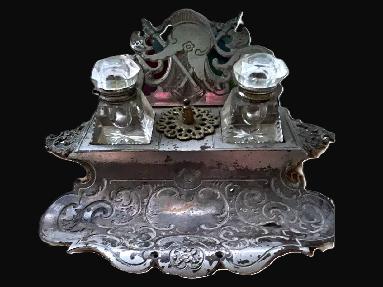 Double Inkstand with Warrior’s Helmet