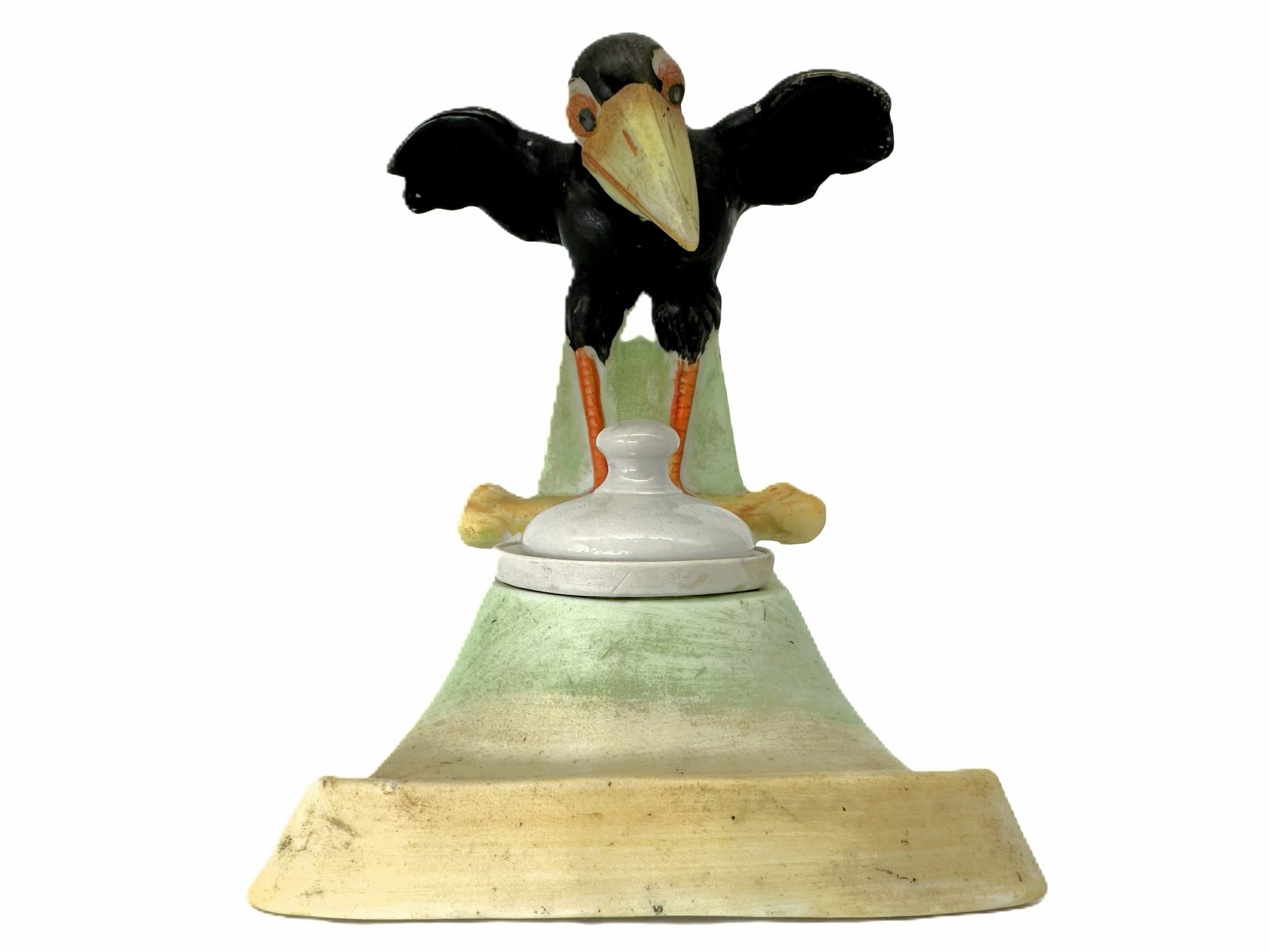 “Mischievous Raven on Bone” Novelty Inkstand