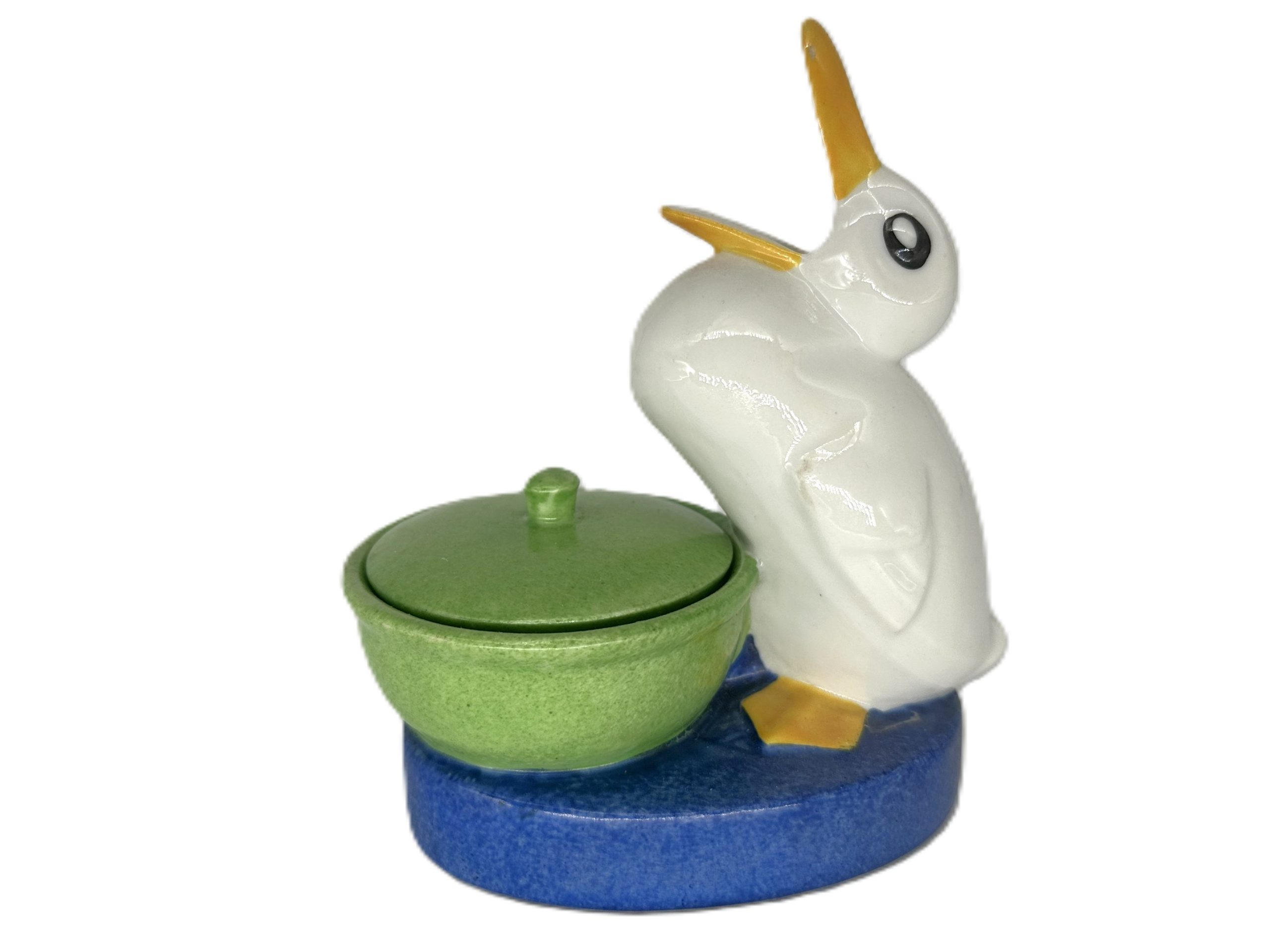 Art Deco Porcelain Duck Inkwell