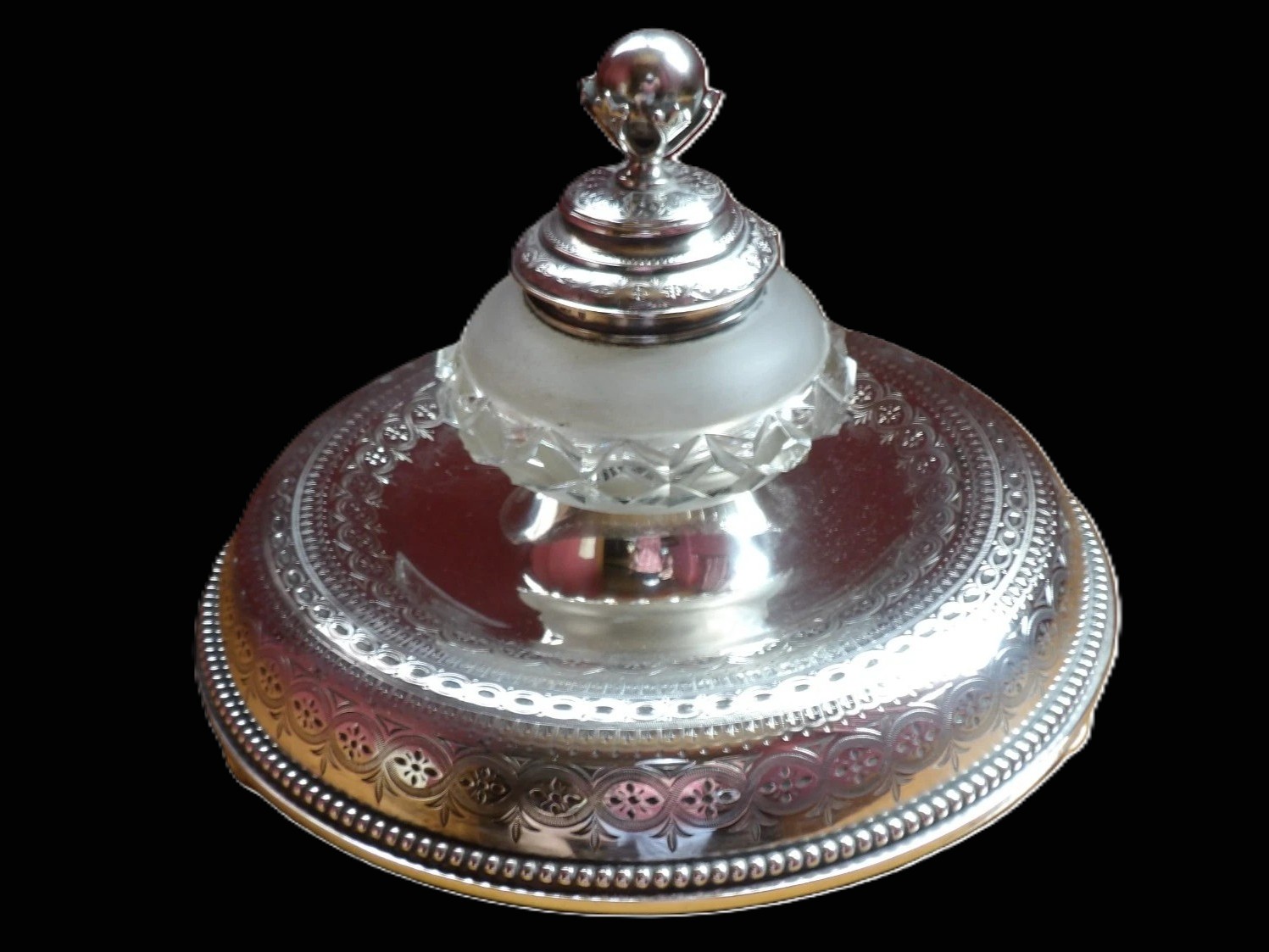 Scottish Silver and Frosted Glass Inkstand