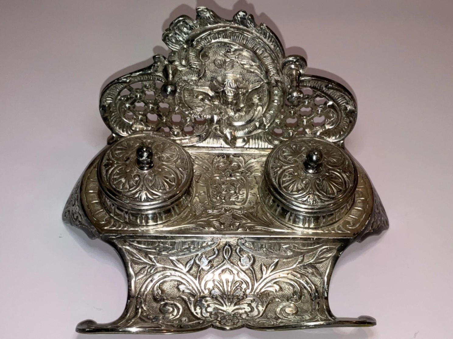 Buyer Be Aware – “Silverplate” Double Inkstand with Cherub