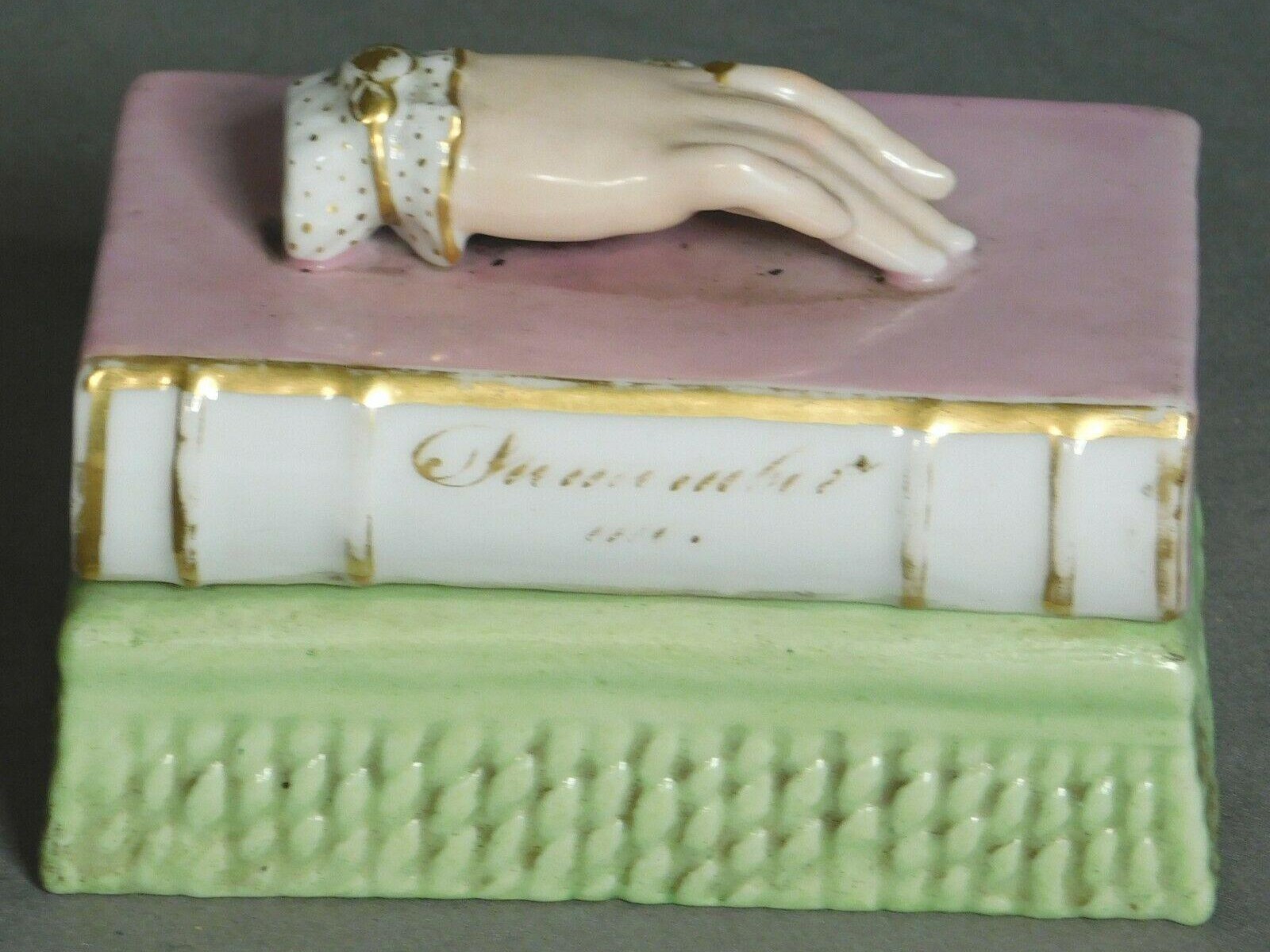 Remember Me: A 19th-Century Porcelain Book Inkstand with Sentimental Hand Motif