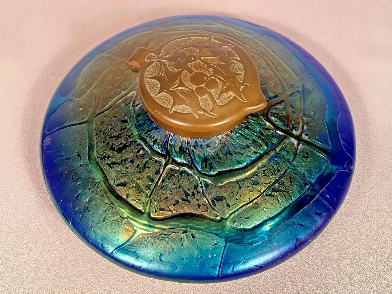 Iridescent Glass Inkwell by Kralik