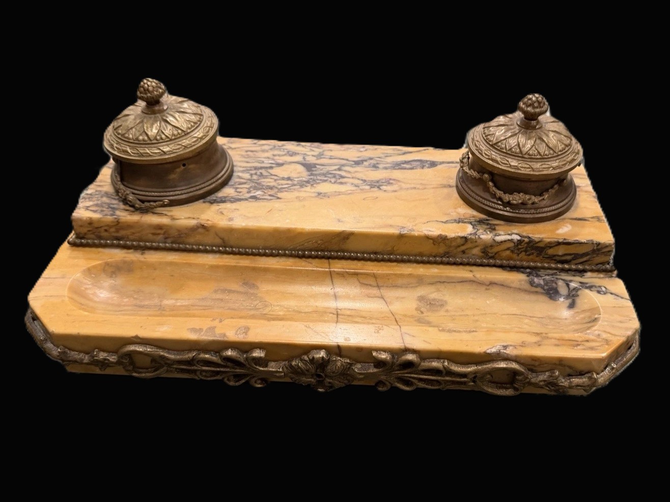 Siena Marble Inkstand with Ormolu Trim
