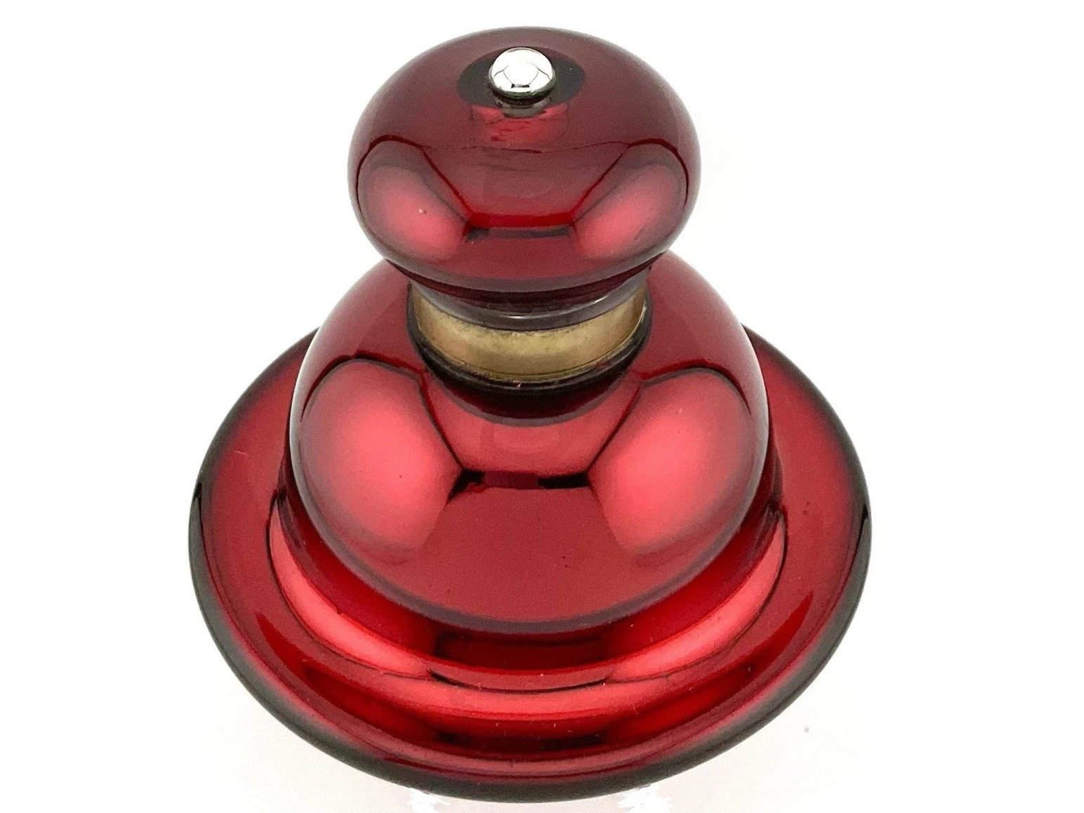 Ruby Glass & Silvered “Mercury” Inkwell