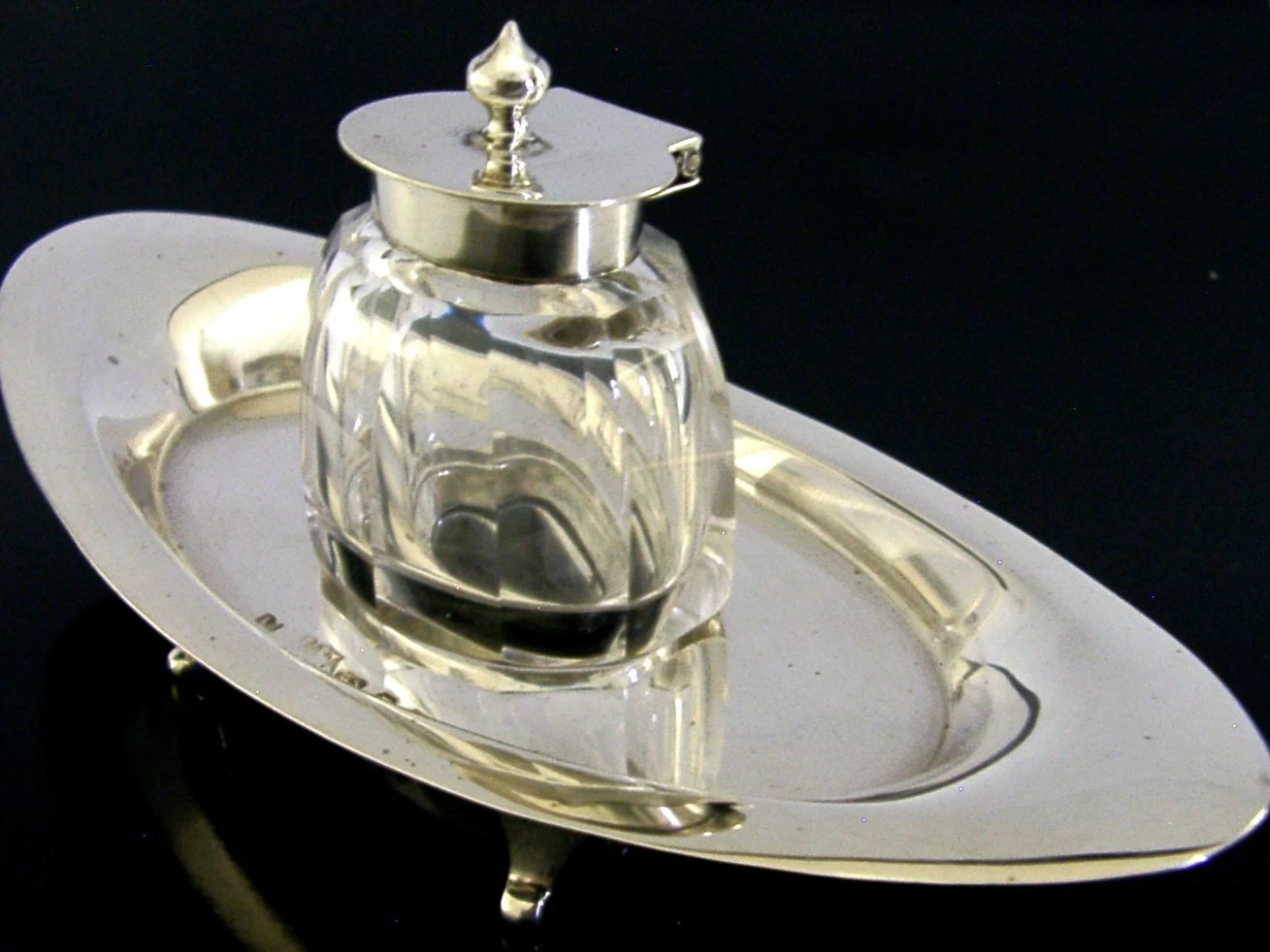 Victorian Cut Glass and Sterling Silver Inkstand, 1899