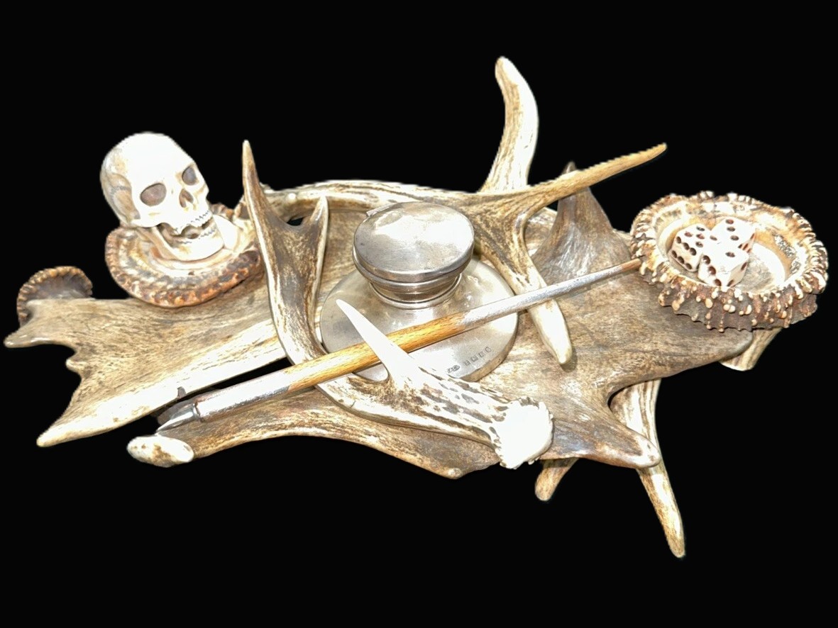 Antler Inkstand: A Menagerie of Bone and Silver