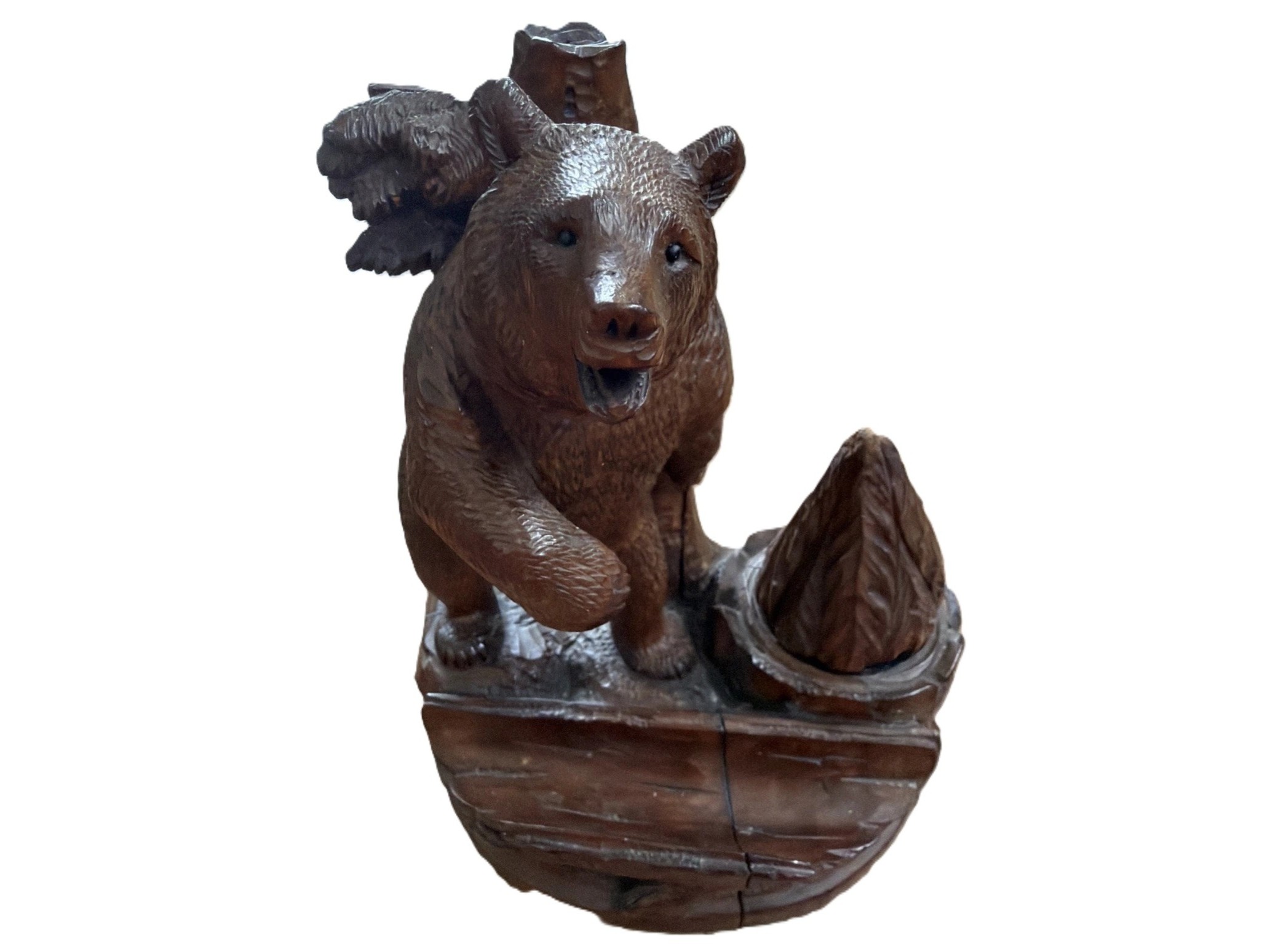 Black Forest Hand-Carved Inkstand with a Bear