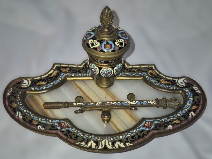 19th Century French Champlevé Inkstand