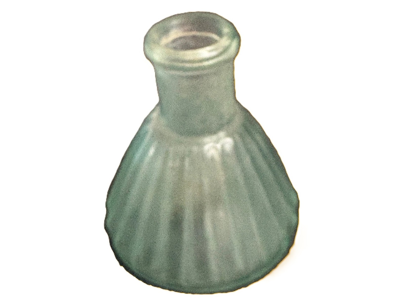 Ribbed Glass Inkwell in Aqua