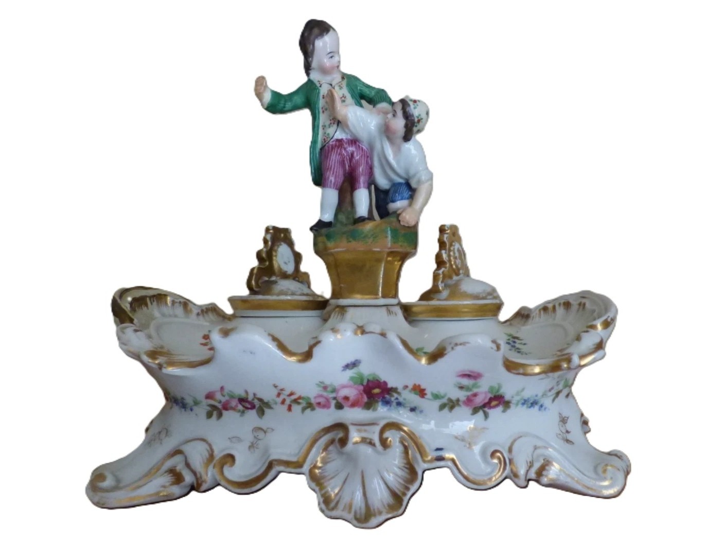 Mid-19th Century Jacob Petit Figural Porcelain Inkstand