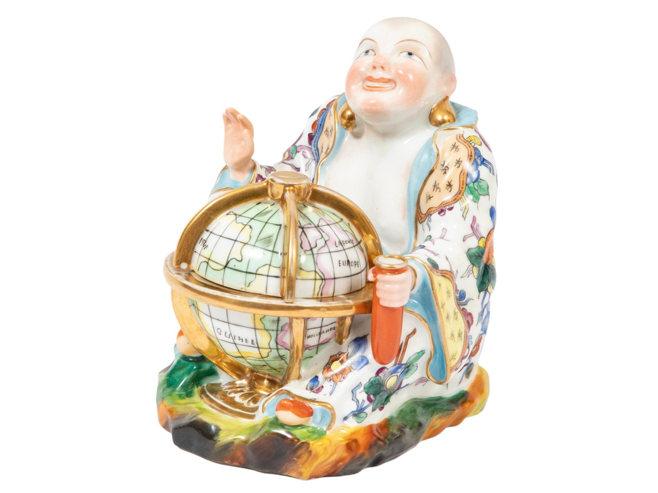 Jacob Petit (Paris) Polychrome and Gilt Figural Globe Inkwell