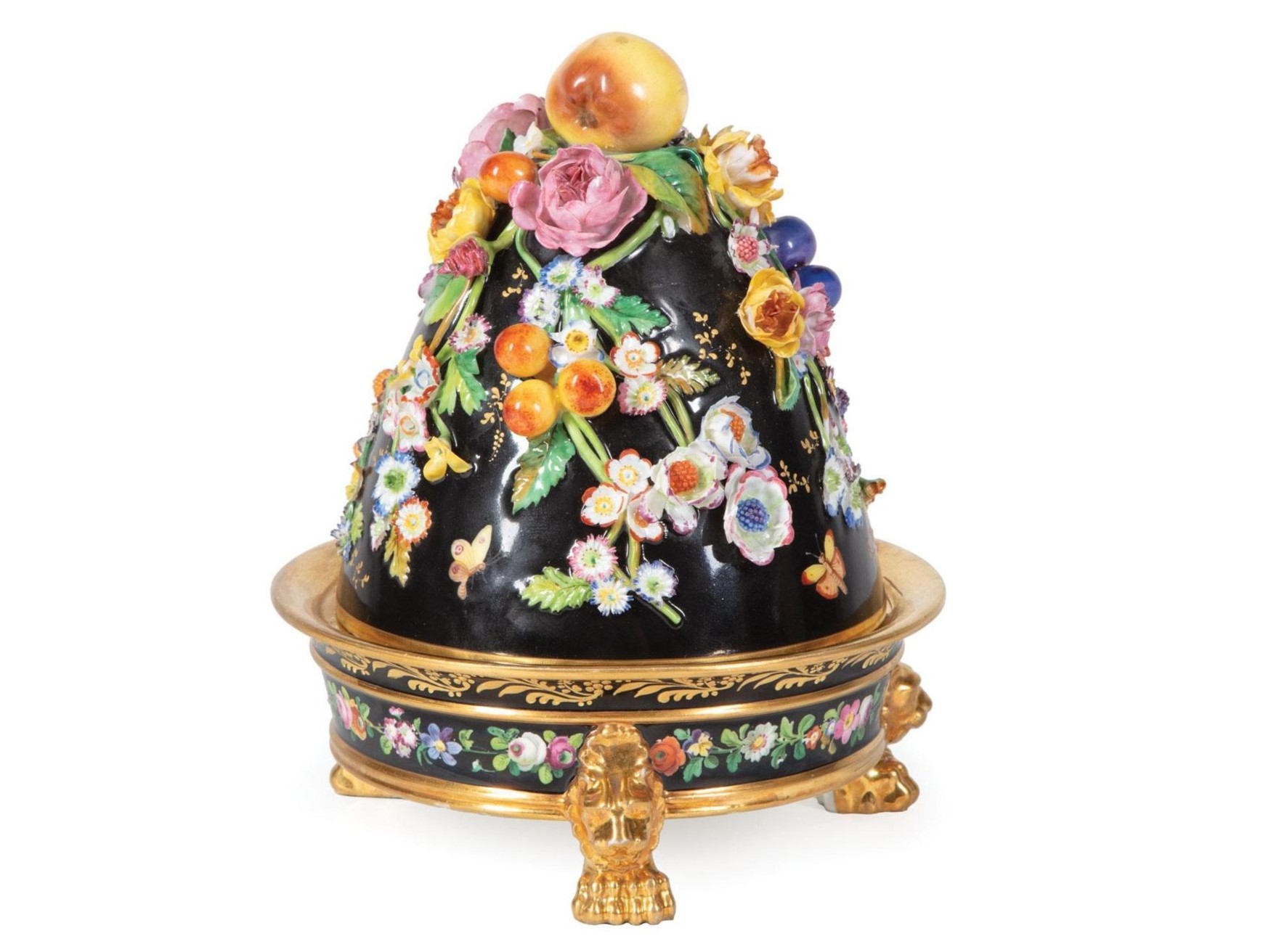 Tripodal Inkstand with Applied Floral Dome