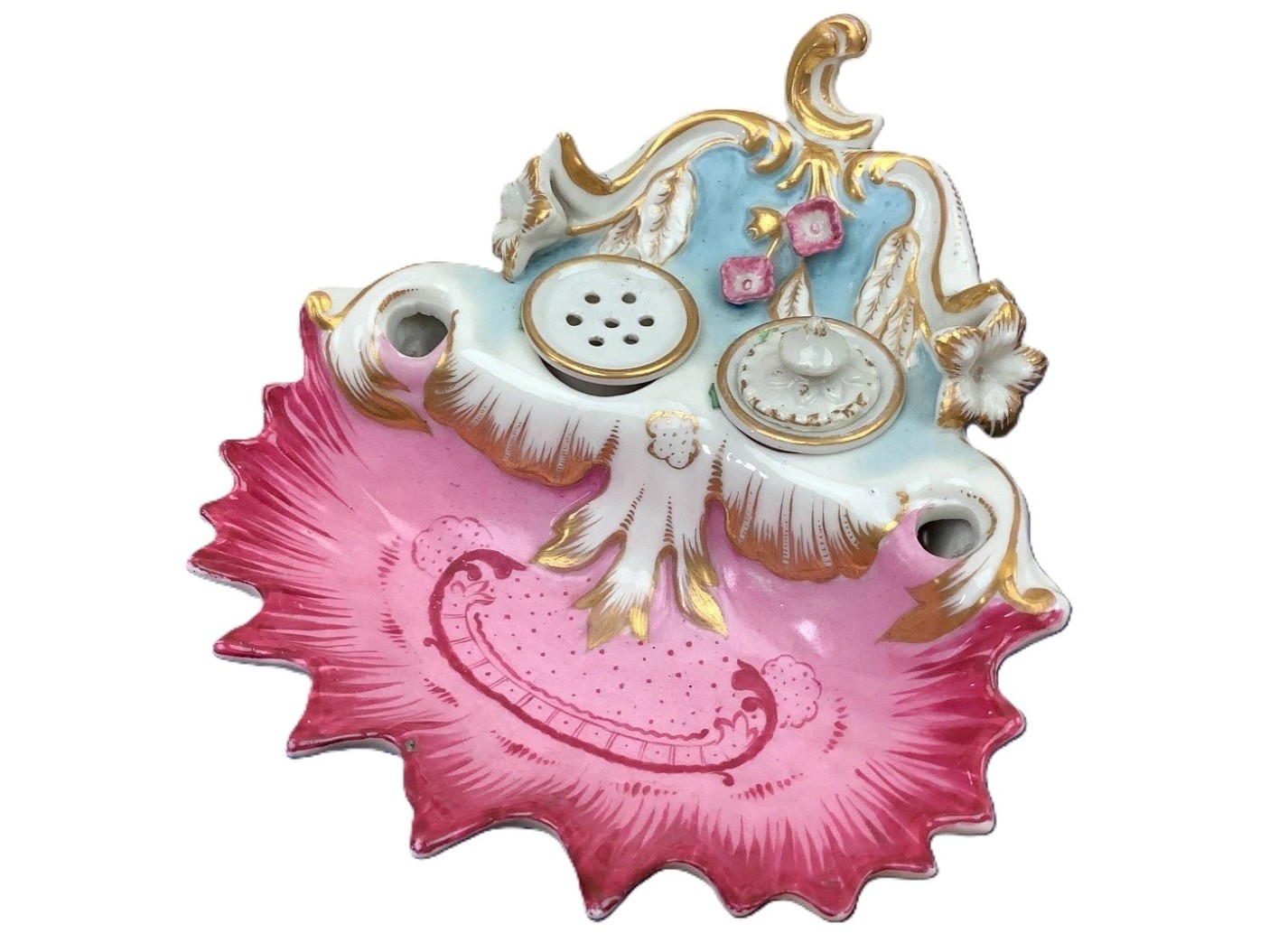 Vieux Paris Porcelain Shell-Form Inkstand