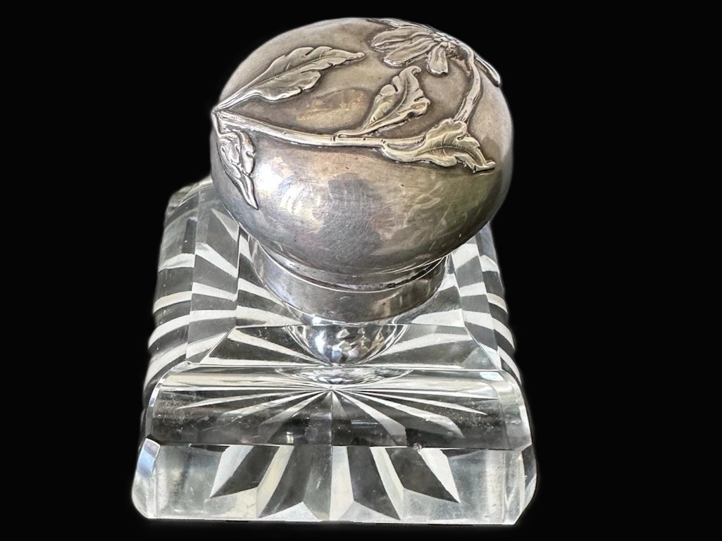 Imperial Russian Silver-Mounted Cut Crystal Inkwell